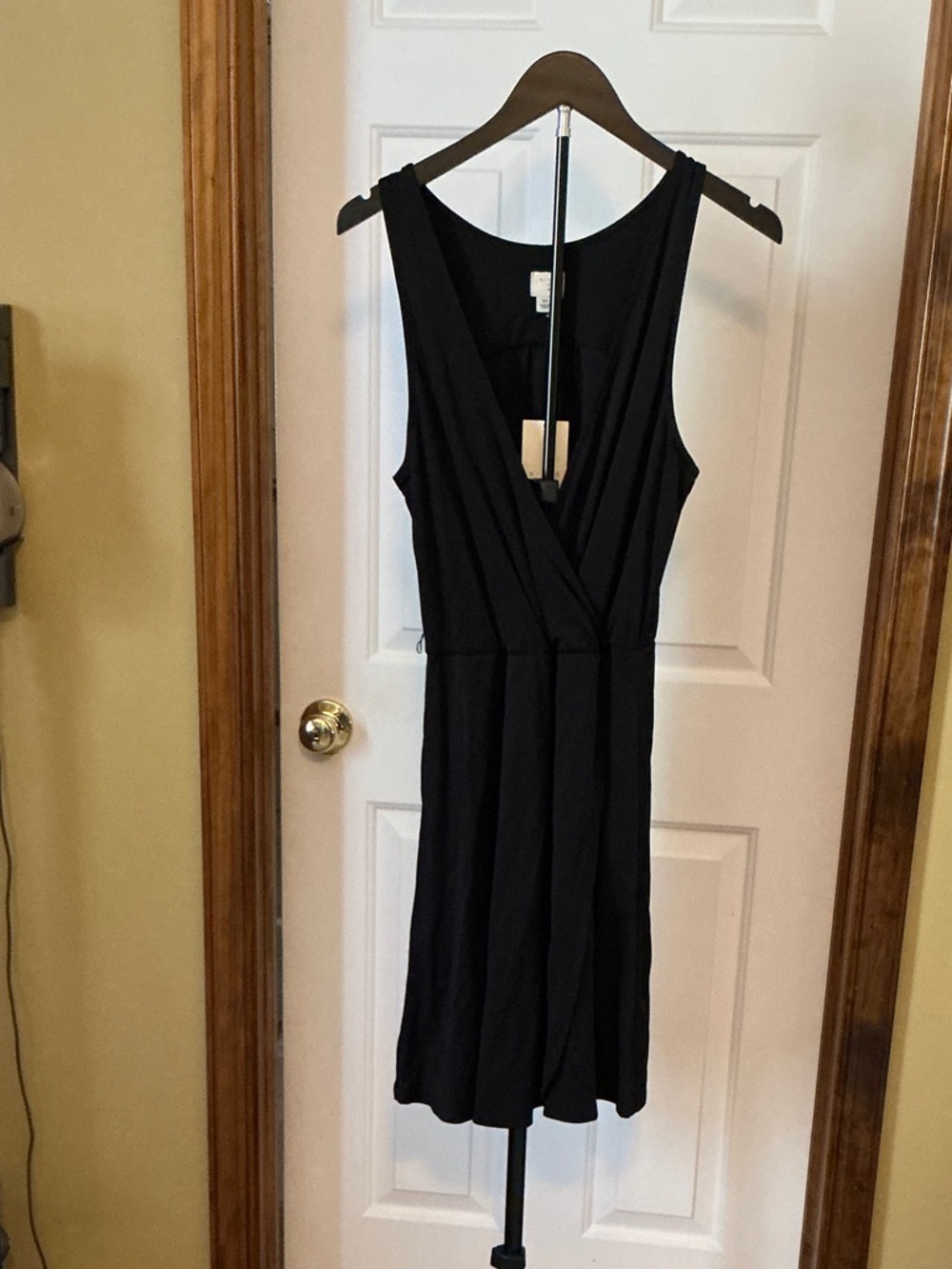 a new day Black Sleeveless Faux-Wrap Midi Dress
